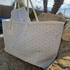 Goyard White Tote Bag, With Pouch